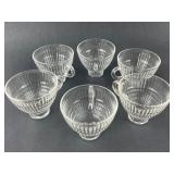 6 Clear Glass Cups With Ribbed Design