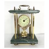 Commodore Quartz Clock W/ Green Marble & Brass