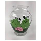 Hand-Painted Glass Vase With Frogs