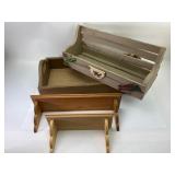 Wooden Shelf & Tray Lot With Vegetable Motif