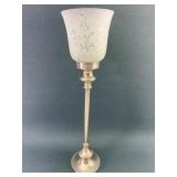 17" Etched Glass & Metal Candle Holder