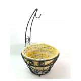 Metal Fruit Basket With Hook & Fabric Liner