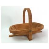 Wooden Collapsible Basket With Handle