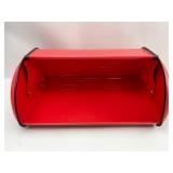 Red Metal Bread Box With Black Trim