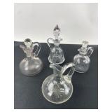 4 Glass Cruets With Stoppers