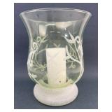 Glass Candle Holder With Frosted Design