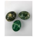3 Green Polished Stone Eggs