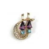 Vintage Gold Tone Rhinestone Love Birds Pin