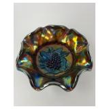 Fenton Carnival Glass Bowl With Grapes Design