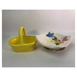 Haeger Yellow Basket & Butterfly Dish