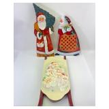 Hand-Painted Santa Decorations & Sleigh