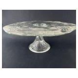 Glass Pedestal Cake Stand With Grape Motif