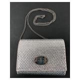 Nina Silver Rhinestone Clutch With Chain