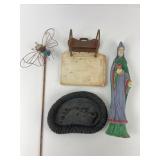 Misc Lot Wrought Butterfly, Figurine & More