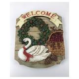 Composite Plaque With Swan & Welcome Banner