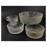 Textured Glass Bowl & Cup Set