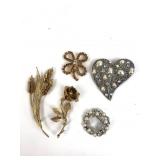 Gold & Silver Tone Pins W/Rhinestones