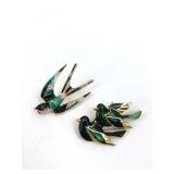 Vintage Gold Tone Enamel Bird Pins