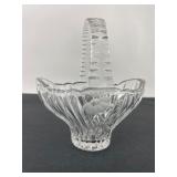Cut Glass Basket With Etched Floral Design