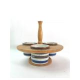 Japanese Ceramic & Wood Condiment Caddy