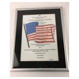 Framed "One" 911 American Flag Poem Artwork