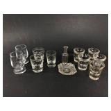 Glassware Lot With Shot Glasses & Mini Bottle