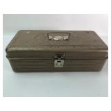 Vintage Metal Toolbox With Ruler Top