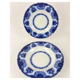 Flow Blue Plates With Floral Design
