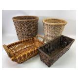 4 Handwoven Wicker Baskets