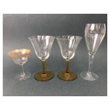 Etched & Gold Rim Stemware Set