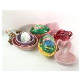 Easter Bunny & Decor Lot Featuring Bowls