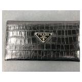 Faux Prada Black Crocodile Like Embossed Wallet