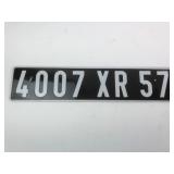 Vintage Black & White License Plate 4007 XR 57