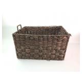 Woven Rectangular Willow Basket With Handles