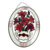 Stained Glass Style Floral Oval Suncatcher