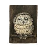 Folk Art Layered Paper Owl on Reclaimed Wood