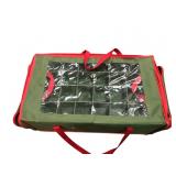 Green and Red Christmas Ornament Storage Bag