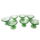 Federal Glass Green Uranium Glass Sherbet Cups