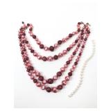 Vintage Multi-Strand Pink Faux Pearl Necklace