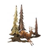 Vintage Copper, Brass and Wood Deer Wall Hanging