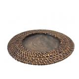 Woven Rattan and Wood Round Charger Plate