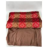 Vintage Woven Geometric Bedspread with Brown Trim