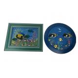 N.S. Signed Mixed Media 3D Tropical Fish Art, Pr.