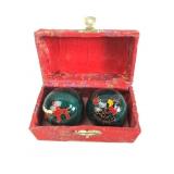 Chinese Cloistered Enamel Dragon Baoding Balls