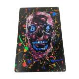 Crypto Skull Bitcoin & Ethereum Metal Sign
