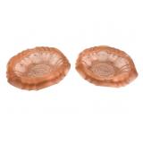 Pr. Art Deco Style Frosted Pink Glass Rose Bowls