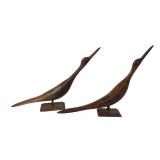 Pair of Mid-Century Modern Carved Wood Shorebirds