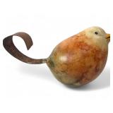 Hand-Painted Gourd Bird Figurine with Metal Tail