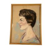 Audrey Ames Signed Pastel Portrait of a Woman