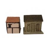 Two Miniature Ceramic Buildings, One Signed